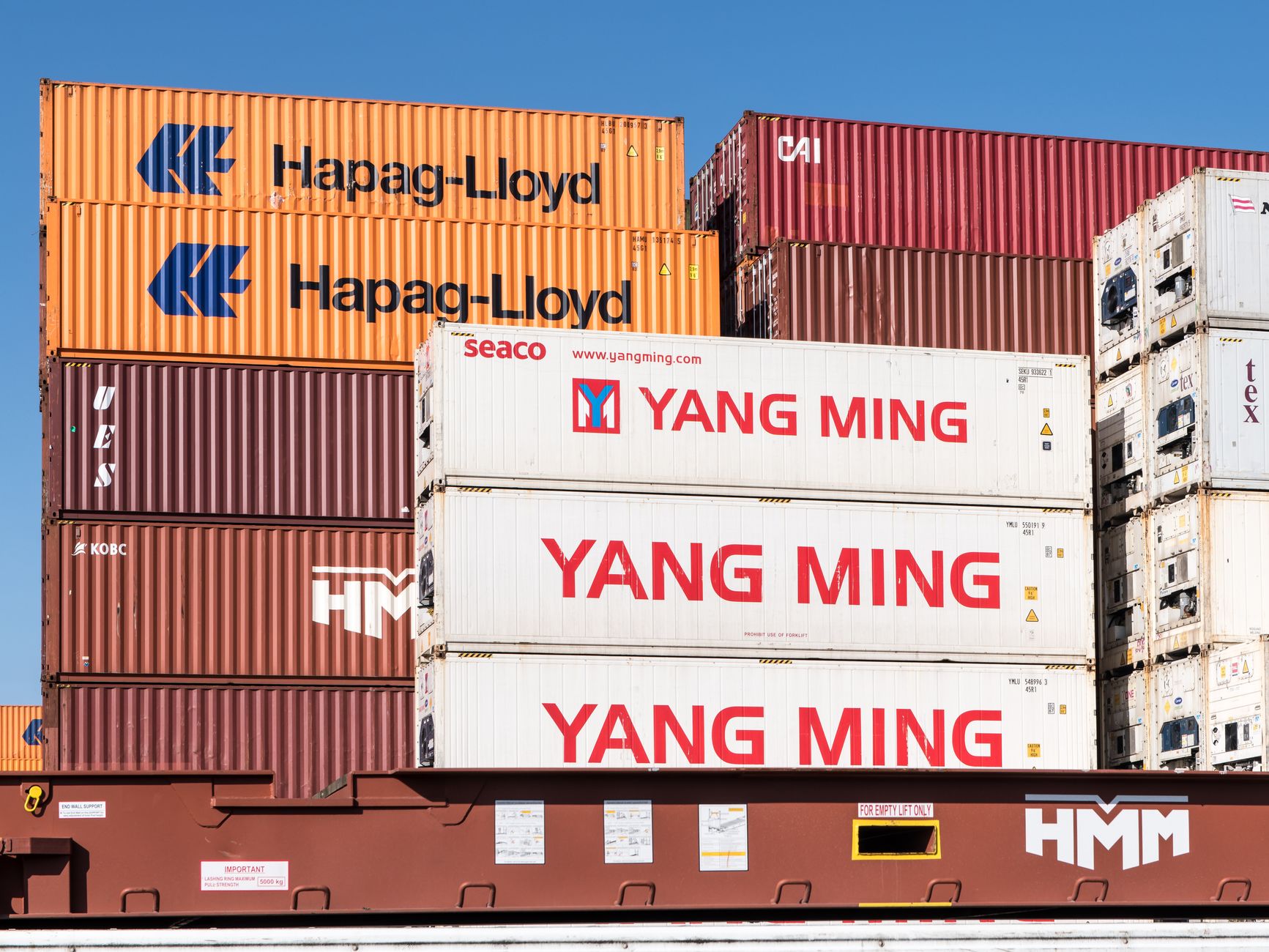 Container terminal at a major Chinese port receiving frozen cargo