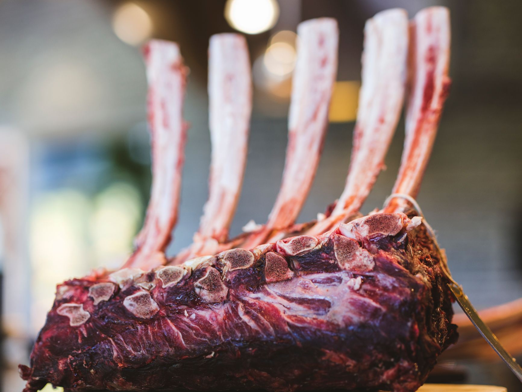 Racks of raw pork ribs prepared for freezing and export