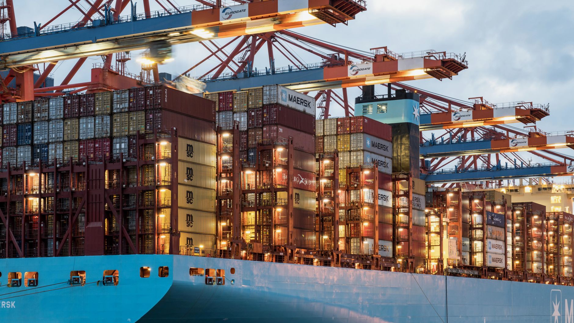 Container port terminal with reefer containers in the United Kingdom
