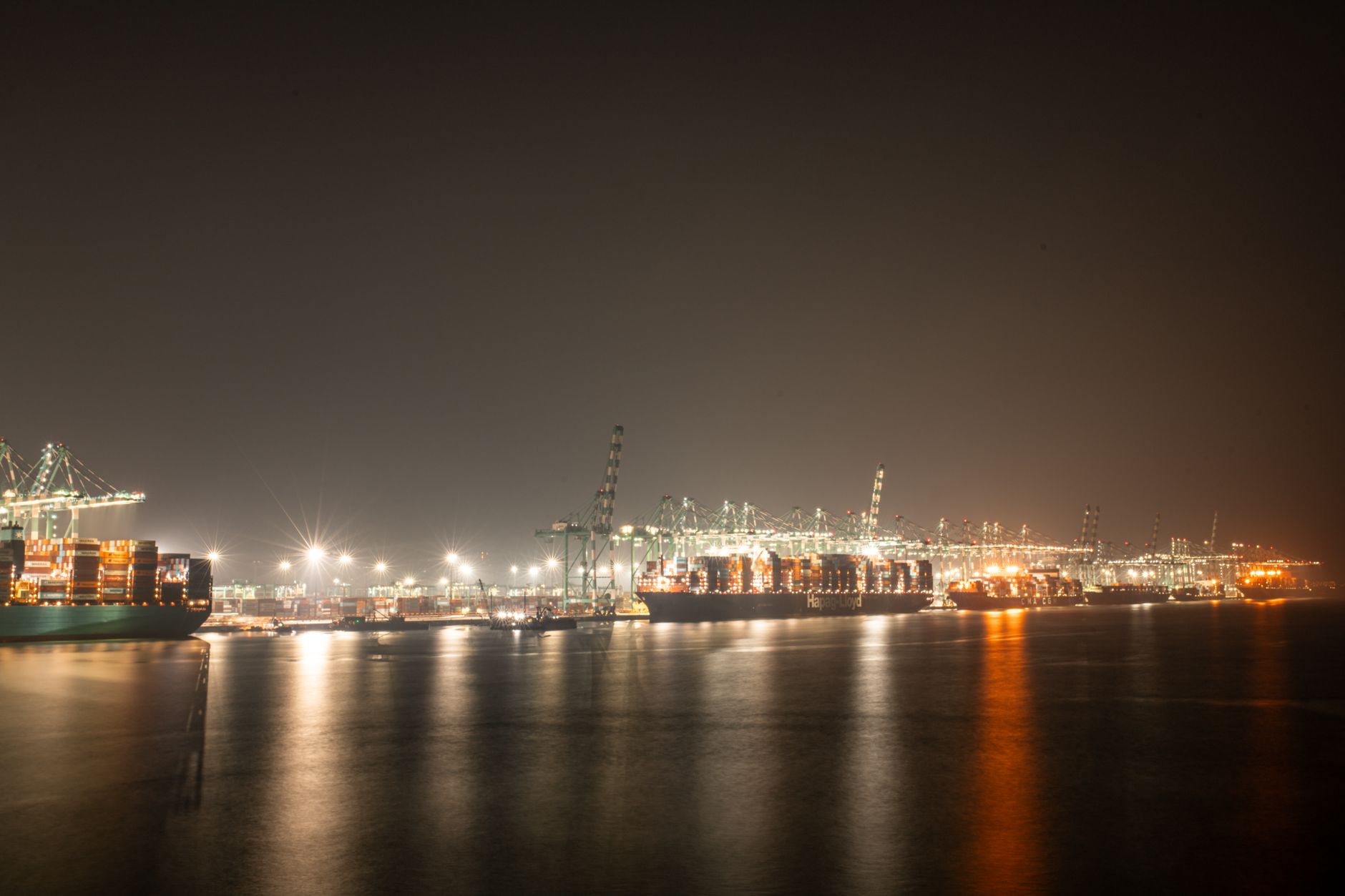 Refrigerated containers stacked at a container port