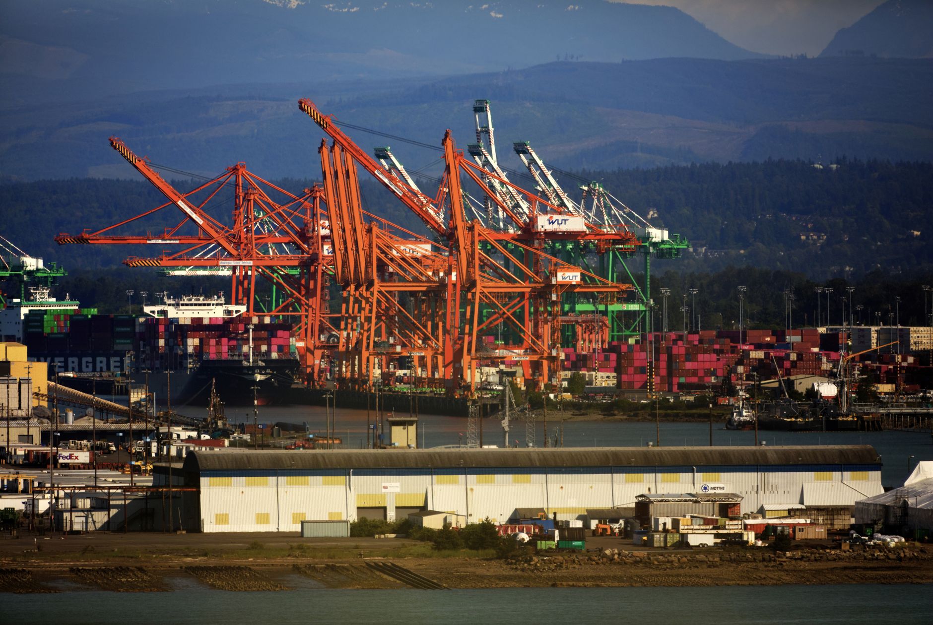 Containers being loaded at a Brazilian export port for frozen meat distributors